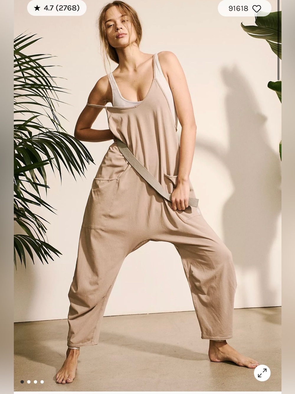 Free People Hot Shot Onesie Sleeveless Romper with Pockets